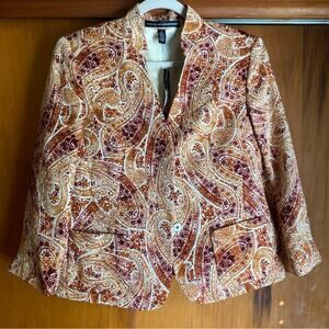 NWT Silk Wool Women Dress Blazer Paisley Orig $448 Harvest Fall Winter Colors